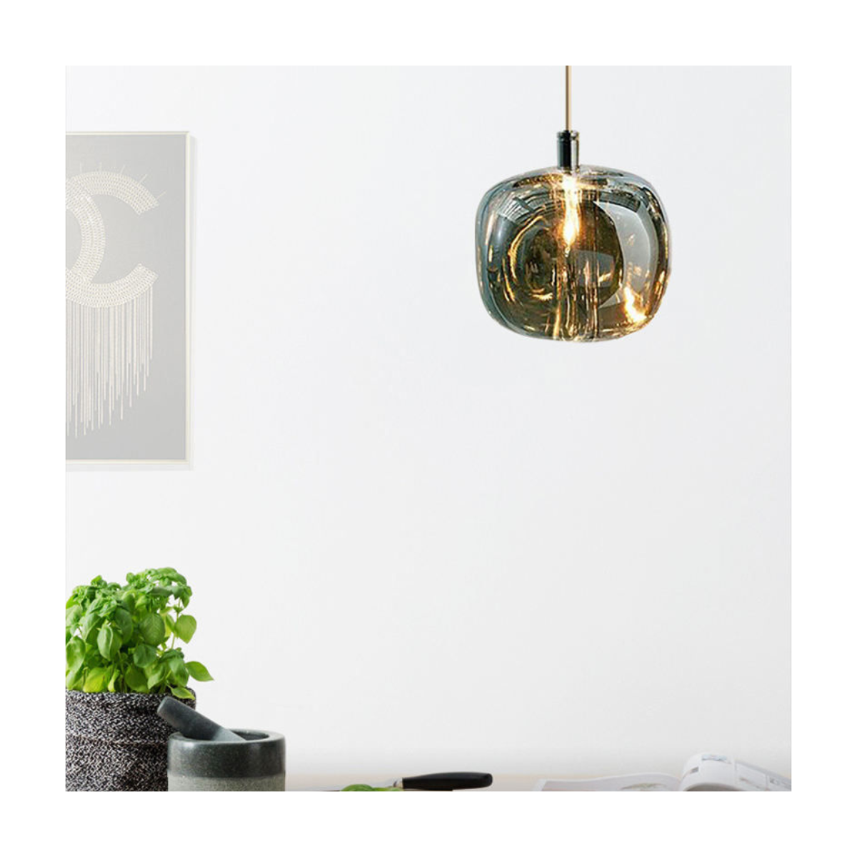 Smoked Glass Orb Pendant Light